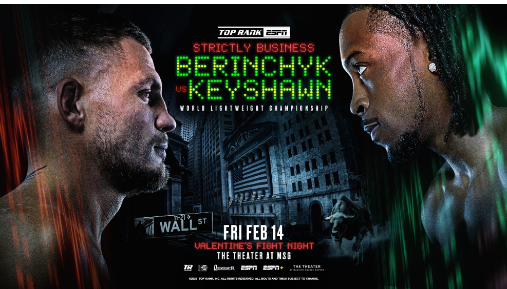 WBO world champion Denys Berinchyk will make his first defense against Keyshawn Davis