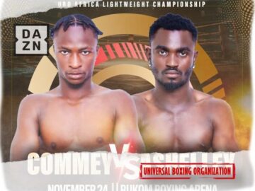 Amateur standout Commey goes professional in a UBO title fight against Ashelley.