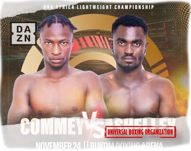 Amateur standout Commey goes professional in a UBO title fight against Ashelley.