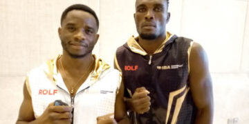 DR Congo's Patrick Mukala battles Namibia's Paulinus Ndjolonimus for IBA Pro Africa belt