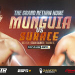 Top Rank Boxing on ESPN: Munguia vs. Surace will be presented live on Saturday, December 14, at 9 p.m. ET/ 6 p.m. PT exclusively on ESPN+ in the U.S. The event will take place at Estadio Caliente in Tijuana, Mexico.