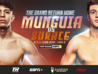 Top Rank Boxing on ESPN: Munguia vs. Surace will be presented live on Saturday, December 14, at 9 p.m. ET/ 6 p.m. PT exclusively on ESPN+ in the U.S. The event will take place at Estadio Caliente in Tijuana, Mexico.